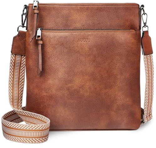 Aucuu Mittel Damen Umhängetaschen, Vegan Leder Damen Schultertasche, Große Crossbody Bag, Handtasche für Damen, Taschen Damen mit Verstellbar Abnehmbar Breiter Gurt