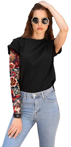 FIESTAS GUIRCA | Manga Tattoo Bunt - Unisex Kostümzubehör für Partys, Halloween und Karneval - Realistisches Temporäres Tattoo - Unisex für Erwachsene - Schwarz