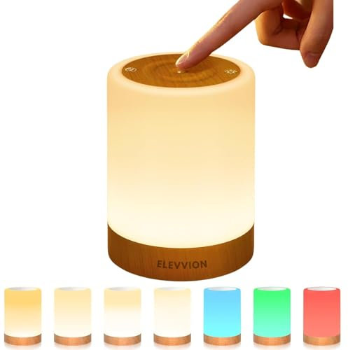 Elevvion© Luz Nocturna Infantil | Lamparas de Mesita de Noche | 256RGB Colores Ajustables Tactil | Recargable 2500mAh USB Sin Cables | Lamparitas Para Dormitorio Salon