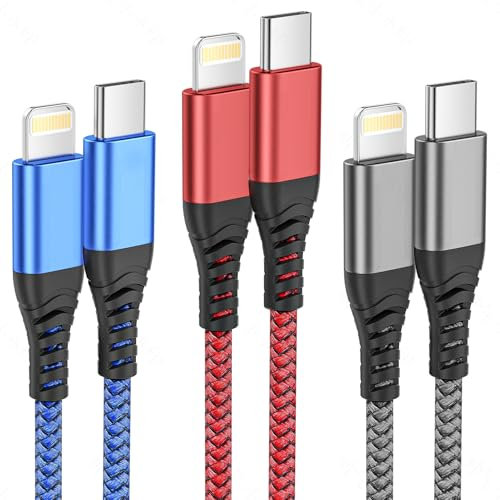 iPhone Charger,3Pack 1.8M USB C to Lightning Cable MFi Certified iPhone Fast Charger Cable USB C Braided Type C Lightning Cable Fast Charging for iPhone 14 13 12 11 Pro Max Mini X XR XS 8 Plus,iPad