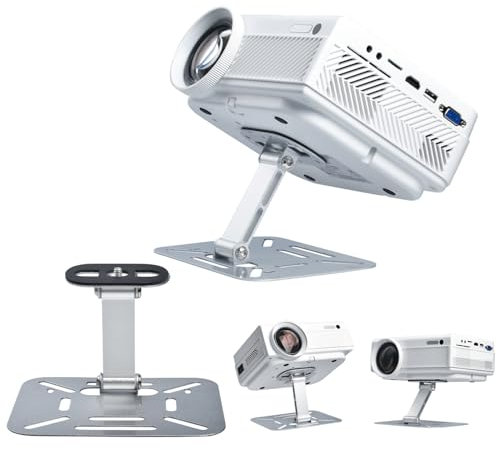 Salange Desktop Projector Stand,180° Rotation Projector Wall Mount,Projecor Ceiling Mount with 1/4 Screw for Aurzen/Yaber/WiMiUS Most Projectors,Mini Wall Mount Bracket for Home Cinem,Office (Sliver)