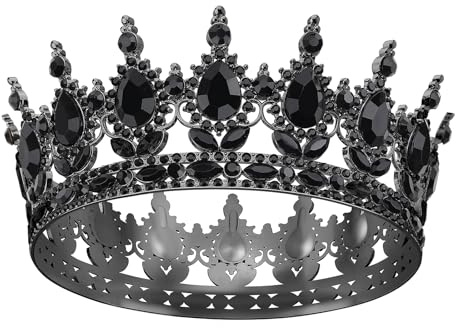 DRESHOW Full Round Crown Crystal Rhinestone Tiara Headband Vintage Baroque Wedding Crown Tiara Sparkly Rhinestone Princess Carnival Headdress Brithday Party Hair Accessories