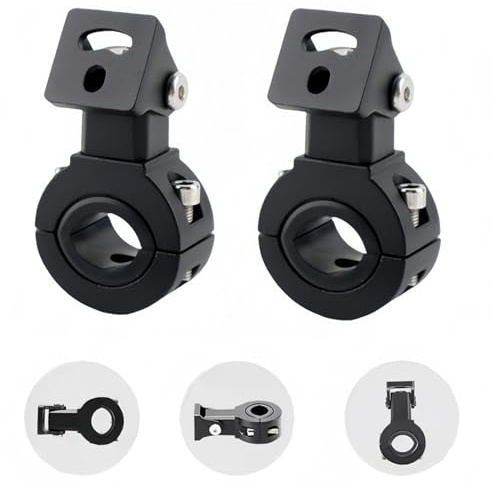 Motorcycle Spotlight Bracket, Light Bar Mounts for Driving Fog Lights, 360 Degree Adjustment Tube Clamp Mounting Bracket Fit 0.7-1.25 ATV UTV Roll Bar (2 Pcs)