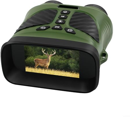 Nachtsicht-Fernglas mit 7,6 cm (3 Zoll) IPS-Display, 10-facher optischer und 8-facher Zoom, 2,5K UHD/40MP Aufnahme, IR-Beleuchtung, 2500-300 m, 2500-mAh-Akku, für Jagd/Angeln/Camping