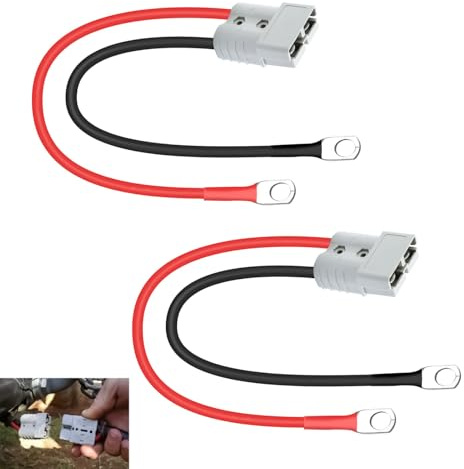 2 Pezzi Connettore Batteria 50A 600V, Spina Anderson 50A con Cavo 10AWG O Ring e Terminali, Connettore a Sgancio Rapido per Batteria, Spina Prolunga Ricaricabile per Carrelli Elevatori Auto Elettriche
