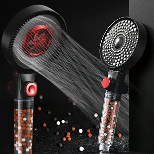 Pommeau de Duche, VYRNEXA Pommeau de Douche Economie Deau, Pommeau de Douche Anti calcaire Grand (130mm de diamètre), Pommeau de Douche Haute Pression avec 3 types de jets, Régulation Puissance