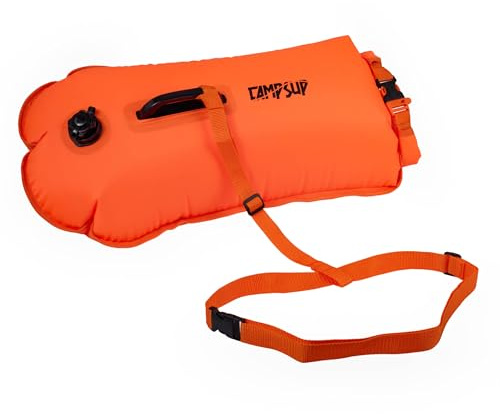 CampSup Schwimmboje 2-in-1 – Aufblasbare Sicherheitsboje mit 28L Packtasche – Wasserfest, mit Hüftgurt – für Schwimmen, Triathlon, SUP, Kajak & offene Gewässer