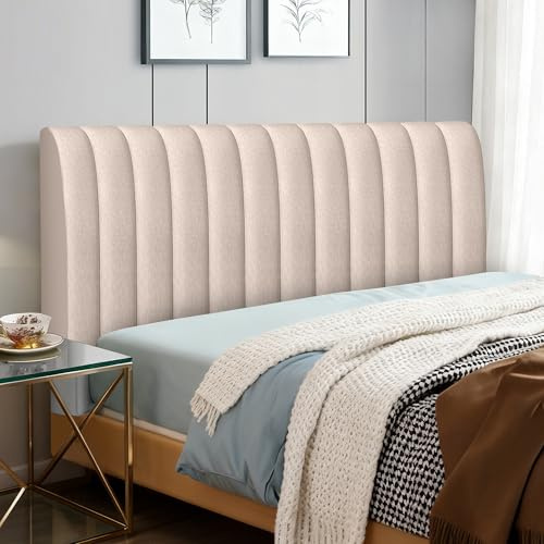 Songella Copri Testiera Letto Strisce Verticali Copertura Testiera Letto Vellutato Morbido Rivestimento per Camera da Letto Testiere Kaki 190cm