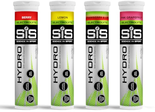SiS Hydro Electrolyte Tablets - Effervescent Hydration - Virtually Calorie‑Free - Informed‑Sport Certified - Dissolves in 500ml Water - 20 Tabs Per Tube (4 Tubes, Mixed Bundle)