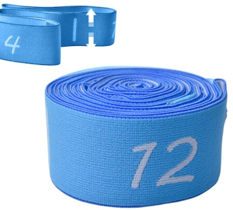 SGERUFZ Yoga Band Yoga Strap Fascia Elastica per Stretching e Pilates, Dehnband con 12 Anelli per Ginnastica, Danza, Yoga e Allenamento Flessibilità (135 cm x 4 cm) (Blu)