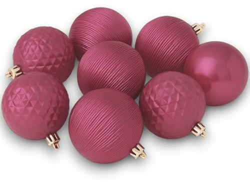 Set Palline di Natale KORAT in Plastica Infrangibile – 3 Misure (6cm, 8cm, 10cm) – Colori Rosso, Oro, Argento, Bianco, Verde, Rosa Antico – Decorazioni per Albero Natalizio (8, Rosa, 10 Cm)