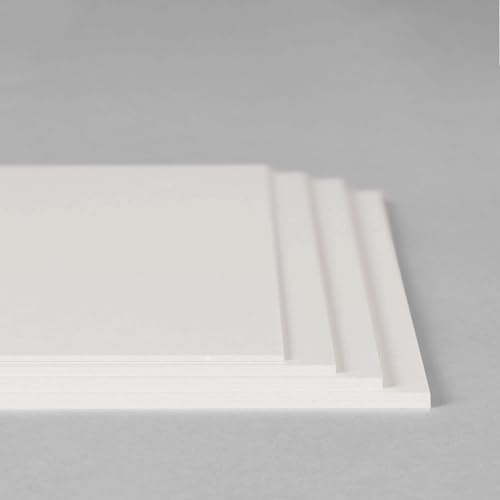 Naturvitt kartong, 2 mm (1 050 g/m²), 500 x 700 mm, 5 ark, träkartong för modelltillverkning, laminering och kreativa baster