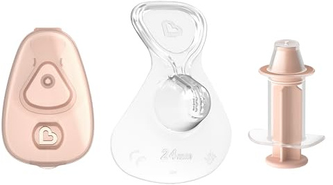 Munchkin Flow Pezonera Lactancia | Observa el Flujo de Leche Materna | Incluye Estuche y Jeringa | Protector Pezones Sensibles | Pezonera de Silicona Suave y Resistente - 24 mm (L)