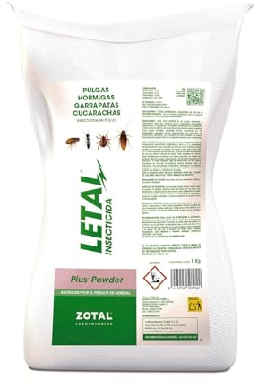 LETAL PLUS POWDER 1 KG Insecticida en Polvo para Pulgas, Hormigas, Garrapatas y Cucarachas MUY EFICAZ | Acción Potente y Duradera 6–8 Semanas | Deltametrina + Cipermetrina + Tetrametrin | Nexum Markek