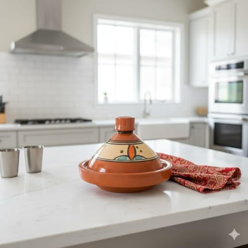 Tajine Pentola Terracotta Piatto Etnico Dipinta a Mano Tradizionale Marocchina Tunisina M 22cm 1811251131 E-Book Omaggio