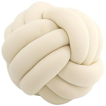 XIUsheUA Cuscino annodato a mano Cuscino a righe Art Déco con nodo, fatto a mano, moderno e accogliente, decorativo for la casa il divano, 9 * 9 pollici(Cream color)