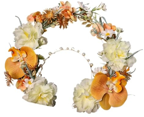 Blomsterhårband för bröllop, Konstgjorda blommor krona pannband urgammal stil hårnål foto rekvisita Flerfärgad