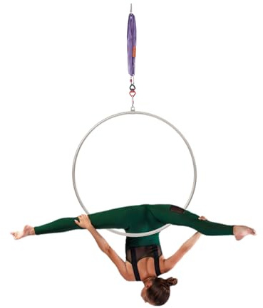 Aerial Hoop Set aus Edelstahl, 95 cm Durchmesser, Silber/Lila