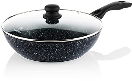 Westinghouse Black Marble Wokpfanne Ø32 cm, Mit Deckel, Induktion & Alle Herdarten, PFOA-Frei, Non Stick Non Stick Antihaft, Spülmaschinengeeignet