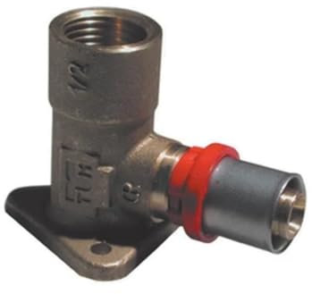 Raccordo curvo F con flangia 3/4 x26mm per tubo multistrato a pressare