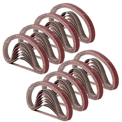 1/2 Inch x 18 Inch Sanding Belts, 8 Each of 60/80/120/180/240 Grits, Belt Sander Tool for Woodworking, Metal Polishing, 40 Pack Aluminum Oxide Sanding Belt