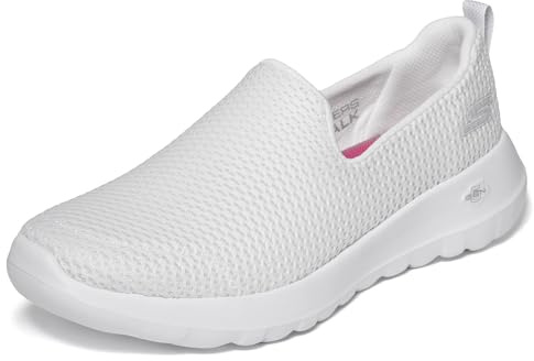 Skechers Femme Go Walk Joy Sneaker-5gen Cushioning, Air-Cooled GOGA Mat, Breathable Mesh Upper Chaussures de Sport, White Textile/Trim, 38 EU