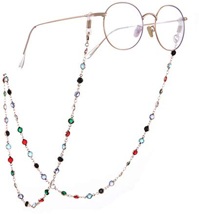 TEAMER Mode bunte Brillenkette Sonnenbrillenband Brillenhalter Kristall Statement Perlen Lesung böhmischen Glasband für Frauen Mädchen
