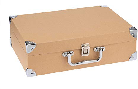 Reisekoffer, Koffer aus nachhaltiger FSC zertifizierter Pappe, ca. 35,5 x 25 x 10 cm groß, aus Pappmaché, zum Bekleben, Bemalen, für Decopatch oder Serviettentechnik