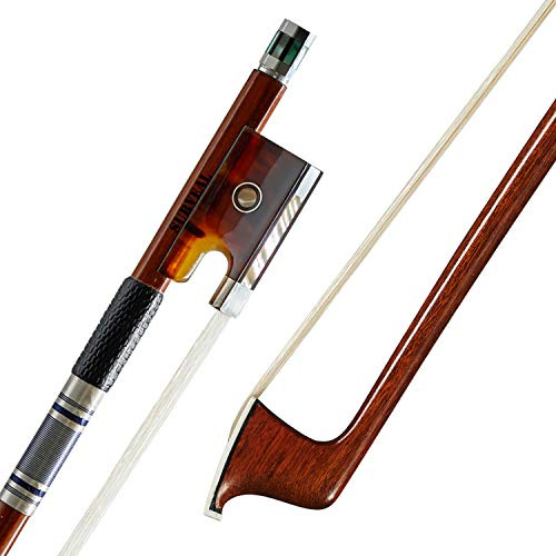 SURVEAL Master Level Pernambuco Wood Violin Bow with Beautiful Bright Abalone Frog Size 4/4 (4/4)