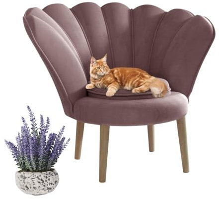 MartHome Glamour Sessel - Samtstuhl, Bequemer Polstersessel, Hochwertiger Muschelstuhl, Moderner Wohnzimmer Sessel, Eleganter Design-Sessel, Velours Sessel mit Buchenholzfüßen