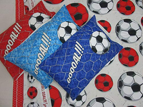 Completo Letto Singolo Disegno SQUADRE Di CALCIO Rosso-Nero-Azzurro-Bianco Celeste 100% Cotone In Fibra Naturale MADE IN ITALY ..Misure MAXI Novità 2021!!!! (Bianco-Celeste)