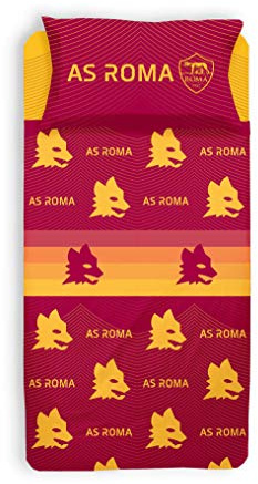 hermet AS Roma - Completo Lenzuola e Federe, Letto Singolo, 100% Cotone, Prodotto Ufficiale, Unisex