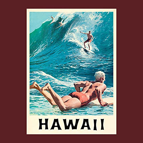 Vintage Hawaii Poster - Surf - 50 x 70 cm