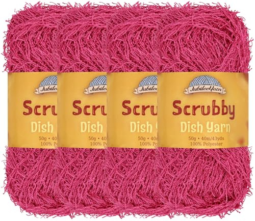 JubileeYarn Scrubby Dish Yarn - Dishcloth Polyester - 50g/Skein - Rosewood - 4 Skeins
