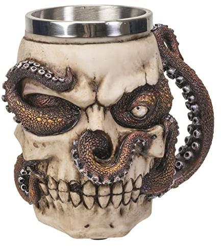 SUMMIT COLLECTION Kraken Skull Mug à bière 473,2 ml Tasse à café 12,7 cm de haut avec poignées tentacules de pieuvre