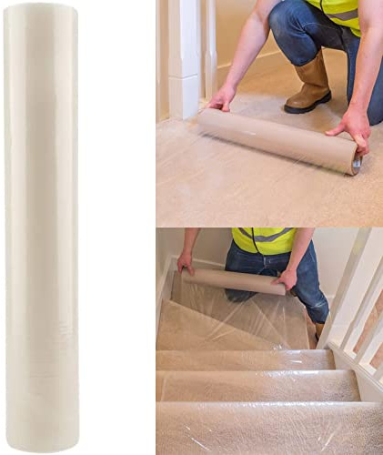 eXtreme Carpet Protector Roll for Carpets, Stairs, and Floor Protection | Water Resistant, Self Adhesive, and Heavy Duty Clear Carpet Protection Film - 60 Micron (100m Length x 80cm Width)