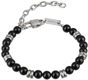 Breil, Herrenarmband Wise Collection, Edelstahl- und Schwarzes Onix-Armband für Herren mit Schickem und Rustikalem Design