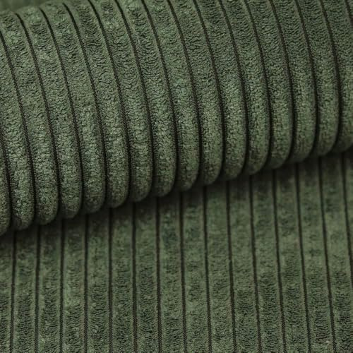 Fabreco - CORDSTOFF Polsterstoff Meterware - Stoff Meterware (100cm x 142cm) | 380 g/m2 | POSTON Dekostoff Breitcord - Polsterstoff Möbelstoff - Möbelstoffe: Cord Stoff für Sofa & Stühle (Grün)
