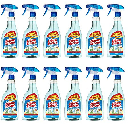 Elbow Grease Glass Cleaner with Vinegar for Windows and Mirrors, 500 ml - Window Cleaning Equipment (Pack of 12)