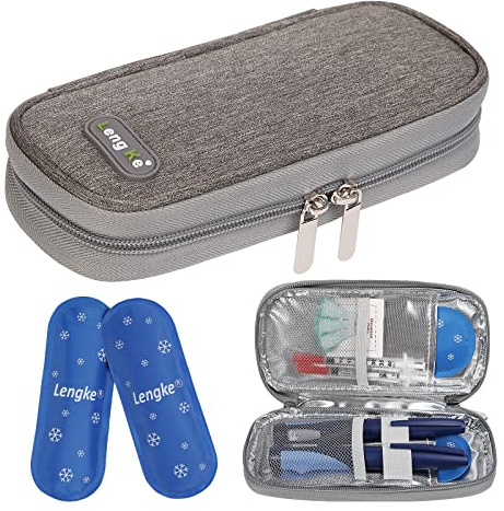 BOMKEE Borsa Termica per Insulina, Borsa Portatile per Raffreddamento Insulina Organizer per il Trasporto di Forniture Diabetiche Con 2 Impacchi di Ghiaccio