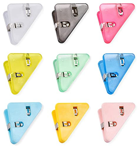 45 Stück Dreieckige Büroklammern Papier Eckenschutz Clips Dokumenten Buchecken Clips Eckenschutz Multifunktionaler Bunter Eckclip aus Kunststoff Transparentes Binder Clips