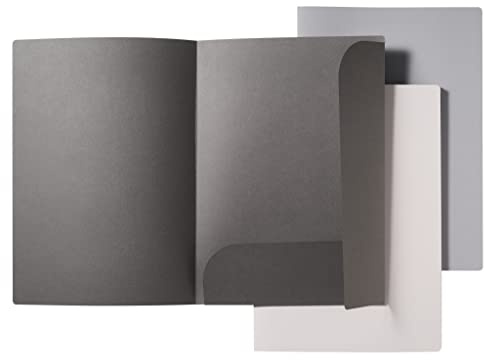 VELOFLEX - Dokumentenmappe Grey Elegance DIN A4, 3er Set | Angebotsmappe, Präsentationsmappe, 240 g/m², für ca. 10 Blatt, Visitenkartenfach, biologisch abbaubares Papier