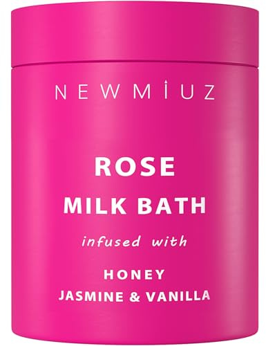 Calming Rose Coconut Milk Bath Soak Moisturize Soften Skin Honey Jasmine Vanilla Destress Luxury Spa Bath Salt Powder Stress Relief Gifts for Women