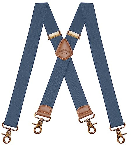 Dresime Hosenträger für Herren mit 4 starken Haken-Clips, X Form elastisch einstellbar Hosenträger für Männer und Damen Arbeitshosen Stark Motorradhose Overalls Jeans