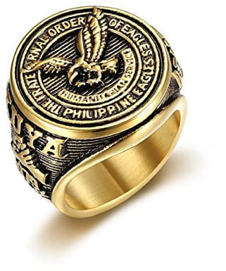 MayiaHey Fliegender Adler Ring, Adler-Vogel-Ring für Männer, Gold Falkenring Punk Amerikanischer Adler-Schmuck, Jahrgang Weißkopfseeadler-Ring Adler Münzring Fliegend Falke Ring für Jungen (18.9)