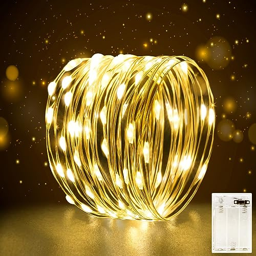 FFZZKJ Guirlande lumineuse à piles pour l'intérieur avec minuterie et batterie pour Noël, décoration de Noël, mariage, 3 m, blanc chaud