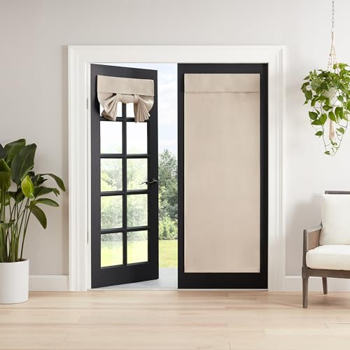 Eclipse Braylon - Pannello oscurante per porta francese, 101,6 x 66 cm di larghezza, tenda termica per porta finestra, tenda per la privacy, in lino