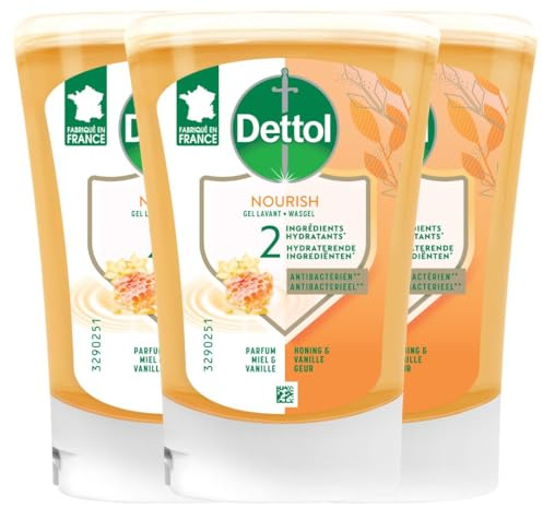 DETTOL Recharge No-Touch savon liquide Main Miel & Vanille Action Nettoyante 250 ml - 3 recharges