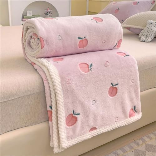Highdi Plaid Polaire Kawaii, Jeté de Canapé Douillette Confortable, Couverture de Lit 2 Personnes d'Hiver Chaude et Douce pour Chambre Canapé Lit Chat Ch (100*150cm, Pêche au Miel)