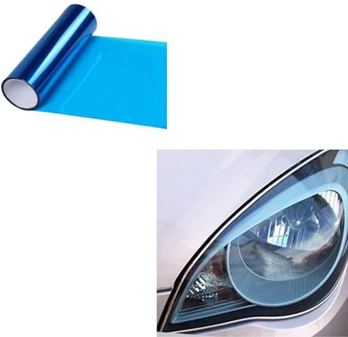Tönungsfolie für Autoscheinwerfer, selbstklebende Vinyl-Kettfolie, Aufkleberbogen, 30 cm x 200 cm, Auto-Licht-Schutzhülle, Farbwechsel-Aufkleber für Scheinwerfer, Rücklicht (blau, 30 x 200 cm)